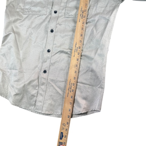 VTG Y2K Phat Farm Mens Tan Military Patch Button Up Shirt Airborne Long Sleeve M - Picture 6 of 8